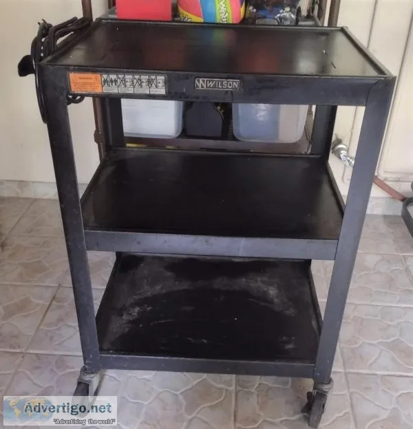 Multi-Purpose Black Metal Cart wElectrical Outlets
