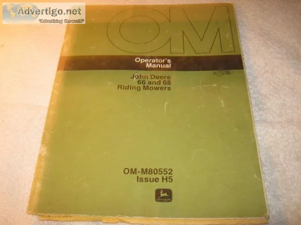Operator&rsquos Manual John Deere 66 and 68 Riding Mowers OM-M80