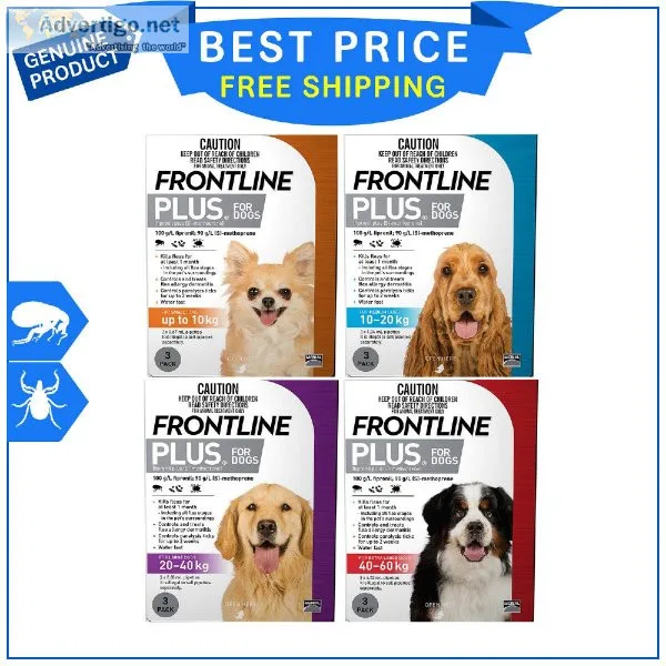 FRONTLINE PLUS for Dogs 3 Pipettes Flea and Tick Control