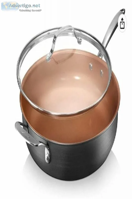 Gotham Steel Nonstick Saut&eacute Pan with Lid &ndash 5.5 Quart.