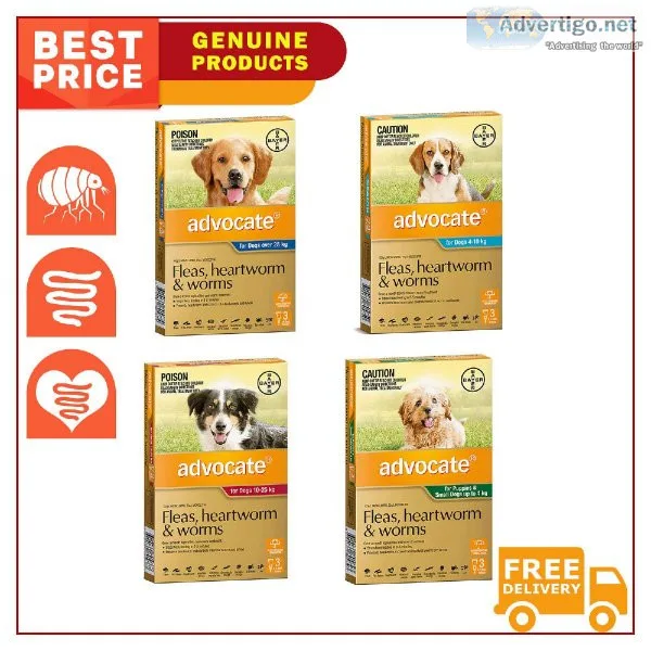 ADVOCATE Flea Heartworm and Worm Control 3 Pipettes for Dogs
