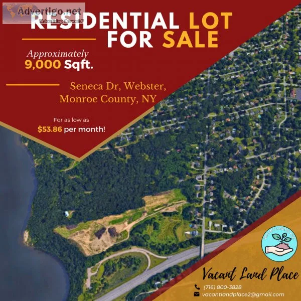 Astounding residential lot near Irondequoit Bay in Webster Monro