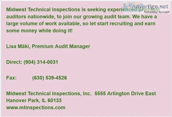 Independent Contractor for Premium Auditors
