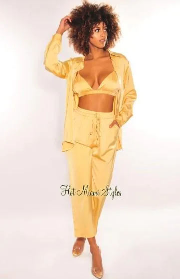 Shop Silky Palazzo Pants Three Piece Set &ndash Hot Miami Styles