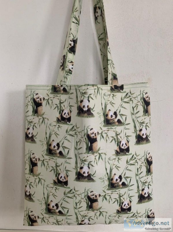 Panda Natural Habitat Cotton Handmade Tote