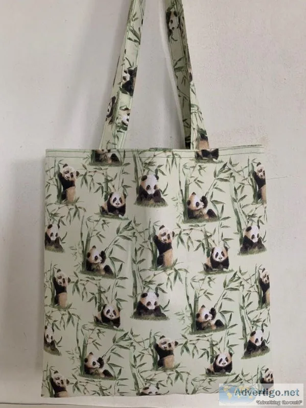 Panda Natural Habitat Cotton Handmade Tote