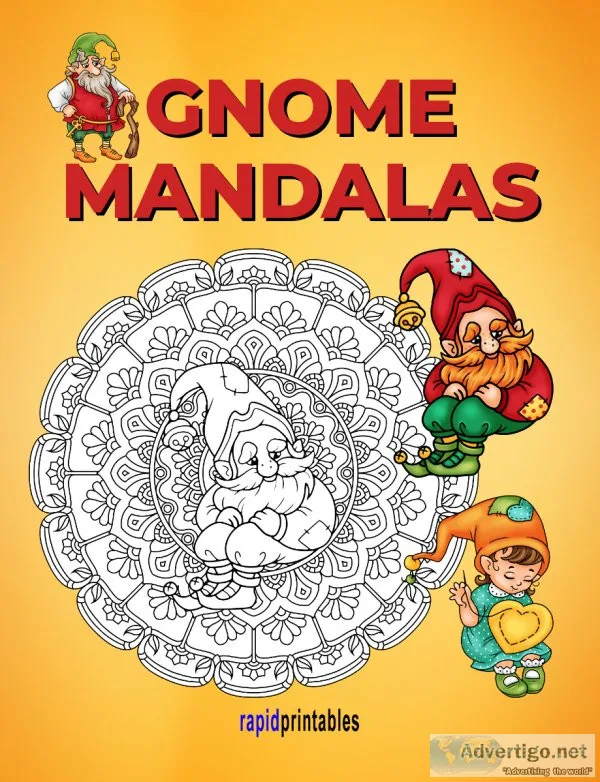 Gnome Mandalas Printable Adult Coloring Book