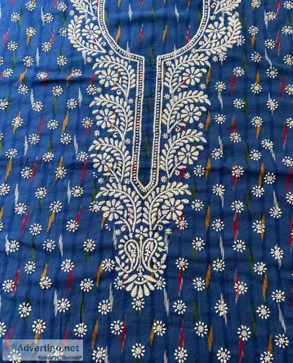 Buy chikankari kurti material online - chikangali