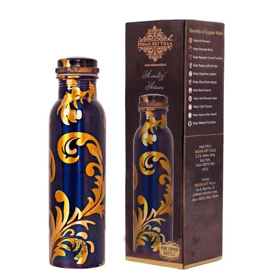 Buy Handmade Copper Bottle 1 Liter- Indian Art Villa