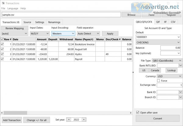 Transactions app