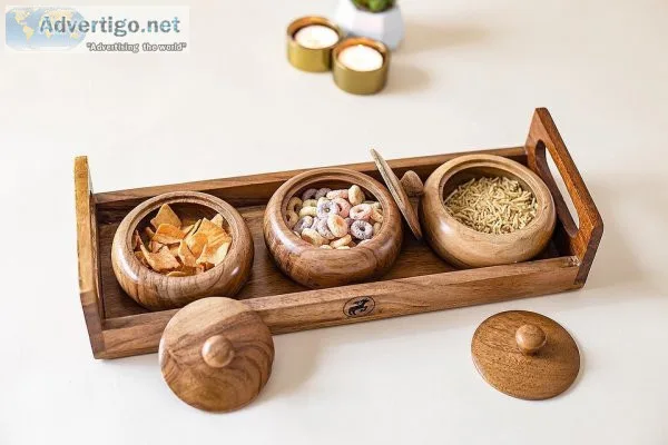 Wooden bowls serving set with best quality | chinkara design
