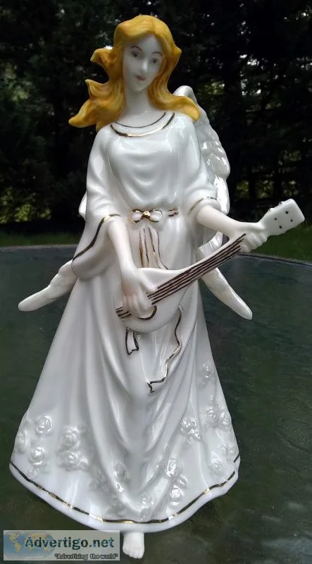 Timeless Treasures Porcelain Angel with Harp Figurine