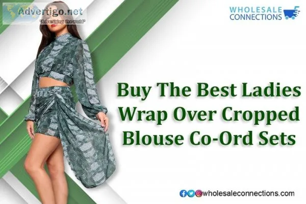 Buy The Best Ladies Wrap Over Cropped Blouse Co-Ord Sets