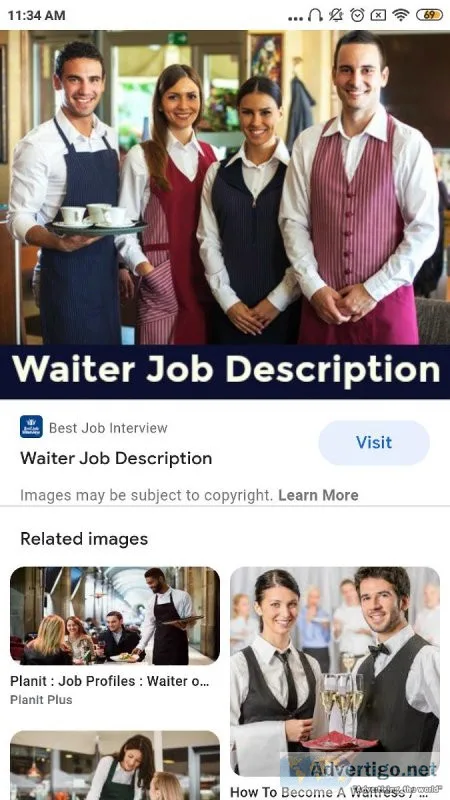 Earn 450 rs daily by doing waiter job