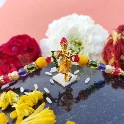Buy designer lord krishna ji stone rakhi at wholesale price