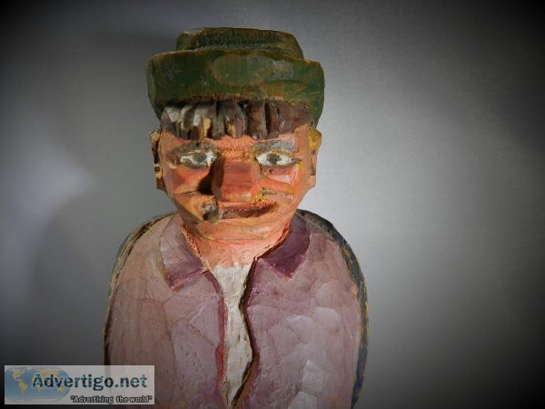 Antique 1949 Carved Painted Man Figure Providence Rhode Island V