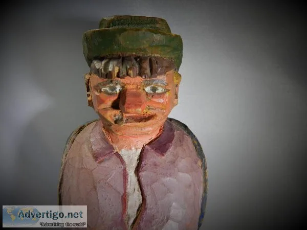 Antique 1949 Carved Painted Man Figure Providence Rhode Island V