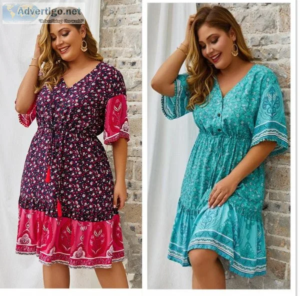 Plus size Womens printed dress