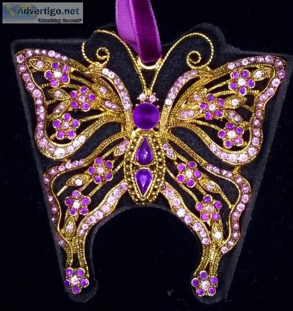 Jeweled Metallic Butterfly Ornament