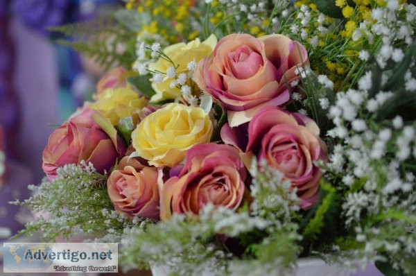 Artificial flower arrangements to decorate marriage party