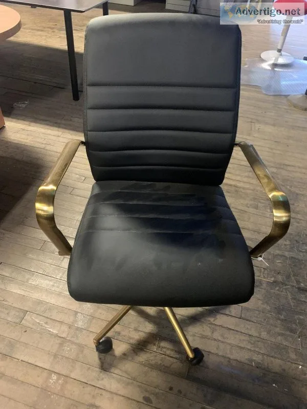 NEW FL22991G Black Faux Leather Swivel Chair