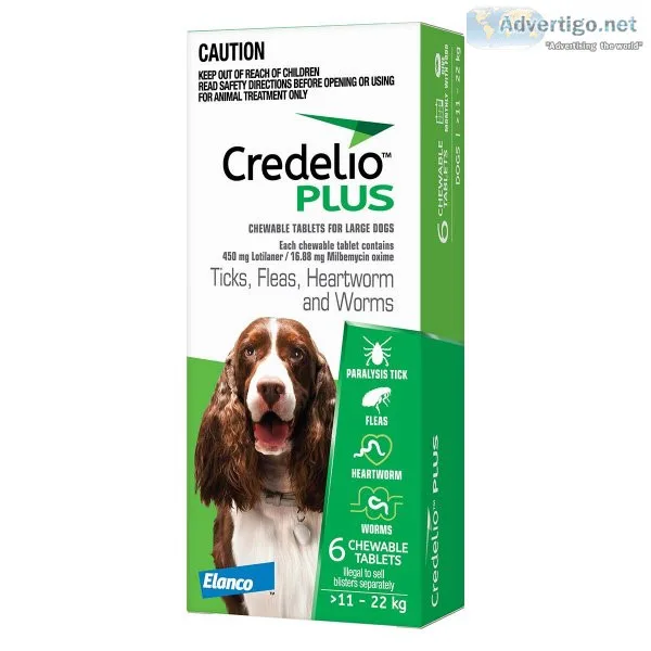 Credelio Plus Flea Tick Heartworm Worm Control 6 Chews Green for