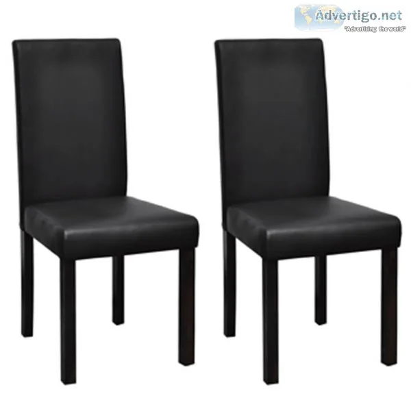 Dining Chairs 2 Pcs Black Faux Leather