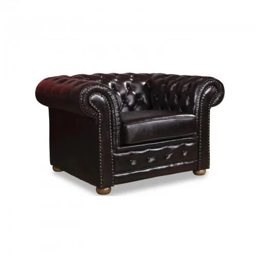 1 Seater Genuine Leather Upholstery Deep Quilting Pocket Spring 