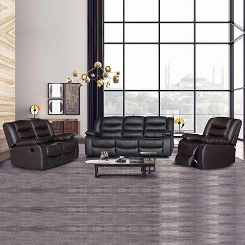 321 Seater Recliner Sofa In Faux Leather Lounge Couch in Brown