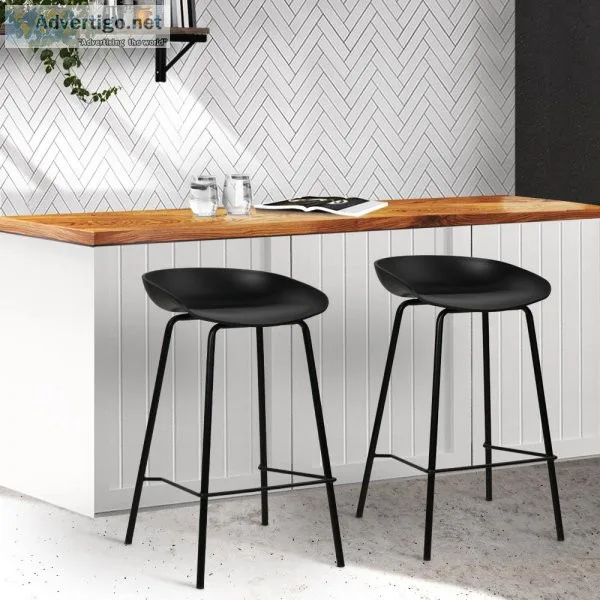 Artiss Set of 2 Metal Bar Stools &ndash Black