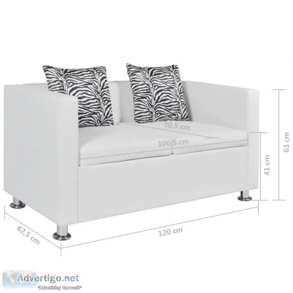 Sofa 2-Seater Artificial Leather White