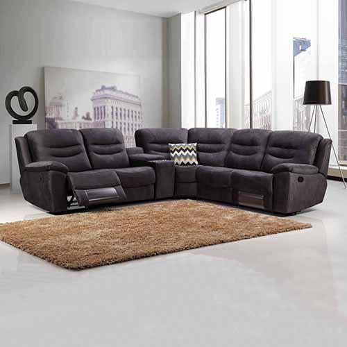 5 Seater Corner Couch Velvet Grey Fabric Recliner Sofa Lounge Se