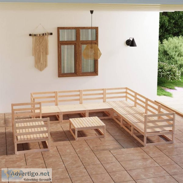 10 Piece Garden Lounge Set Solid Pinewood