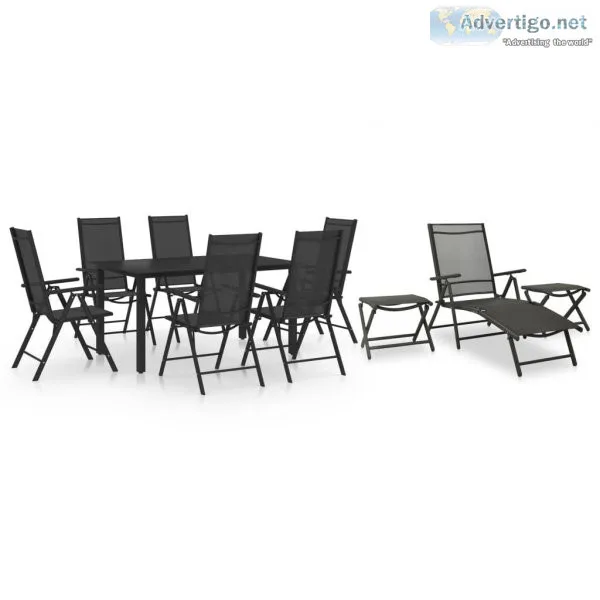 10 Piece Garden Dining Set Black and Anthracite