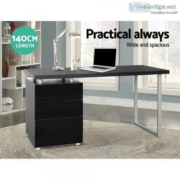 Artiss Metal Desk with 3 Drawers &ndash Black