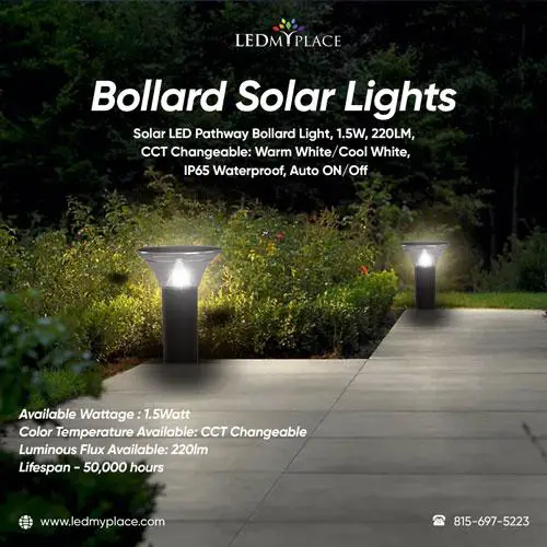 Purchase Bollard Solar Lights with CCT Changeable Dusk to Dawn F