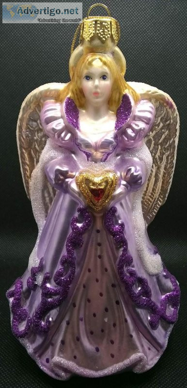 Angel of Love and Peace Blown Glass Ornament