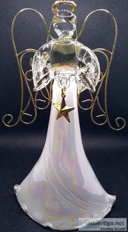 Blown Glass Angel Figurine with Star