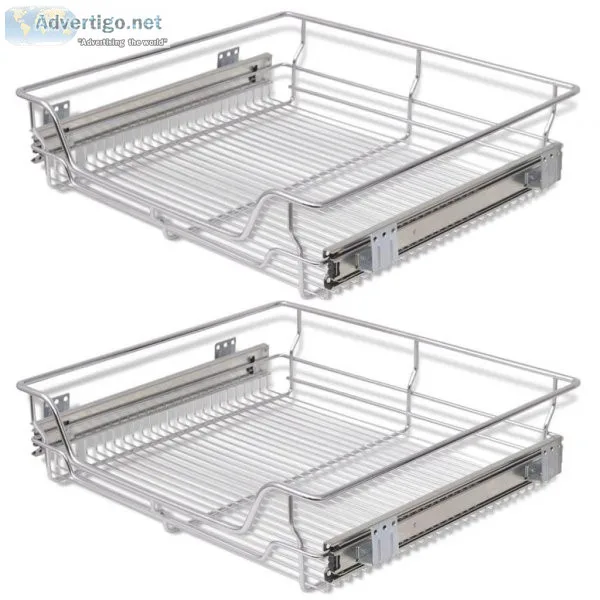 Pull-Out Wire Baskets 2 pcs Silver 600 mm