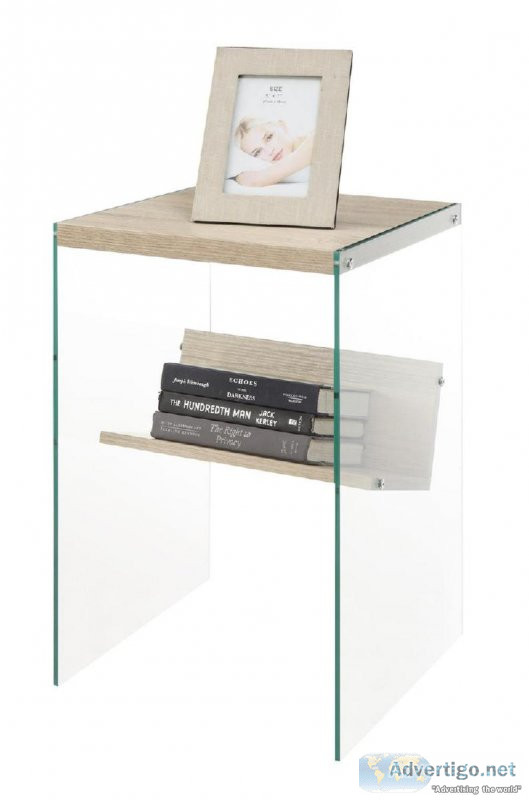 Convenience Concepts Contemporary Soho White End Table With Shel