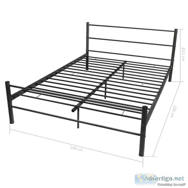 Bed Frame Black Metal Double Size
