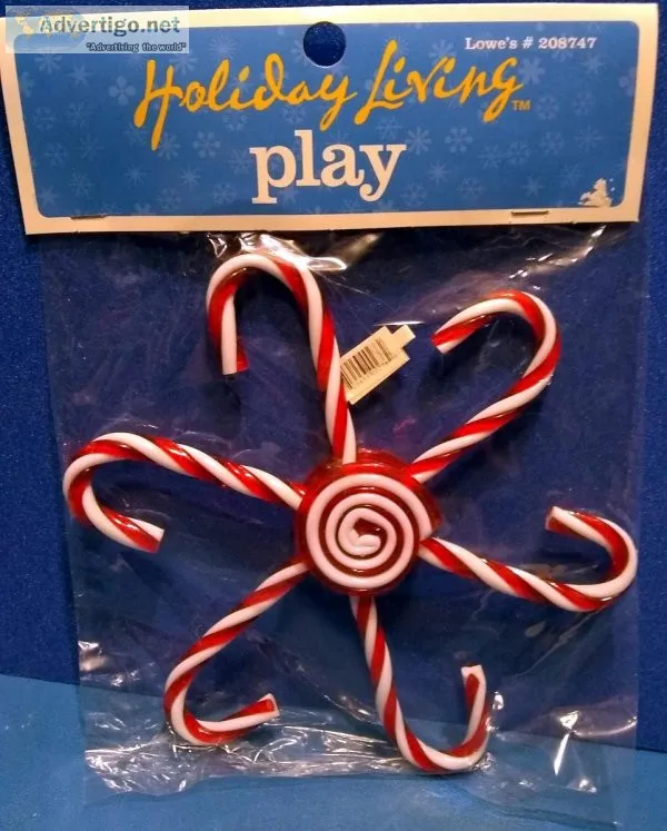 Four Holiday Living Candy Cane Christmas Ornaments