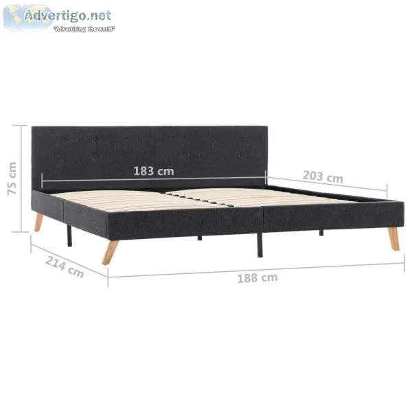 Bed Frame Grey Fabric 183x203 Cm