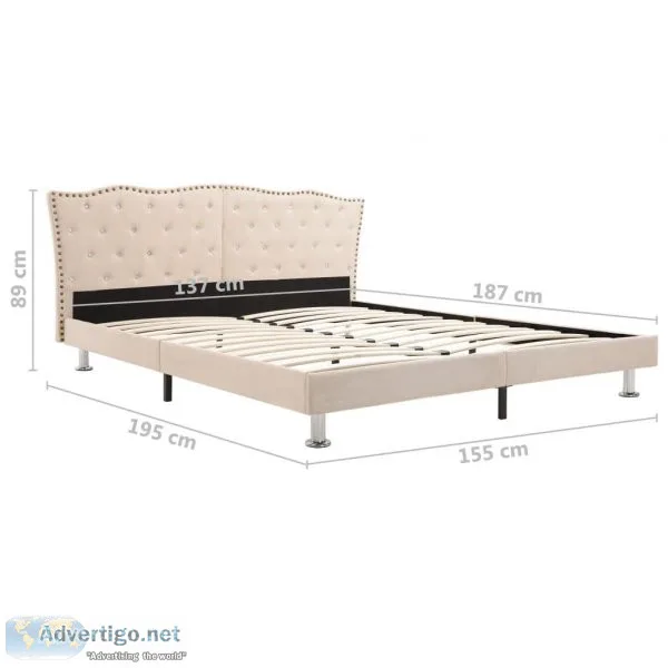 Bed Frame Cream Fabric 137x187 Cm Double