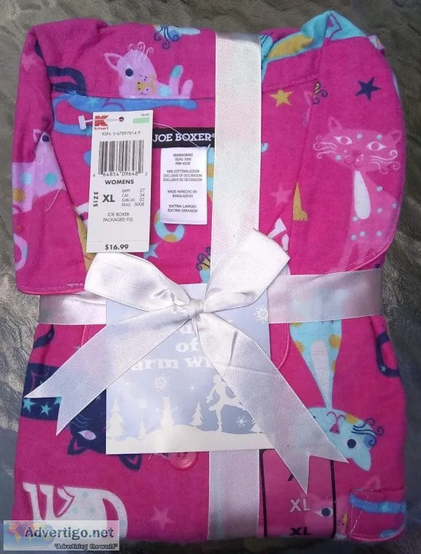 Unused Joe Boxer Pink with Cats 2 Piece Flannel Pajama Set