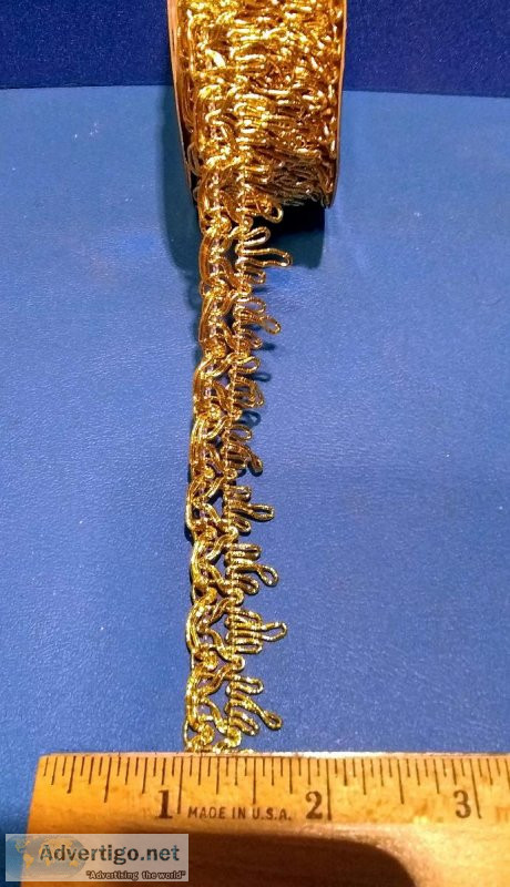 One Spool of Treasured Trims Metallic Crown Gold Ribbon