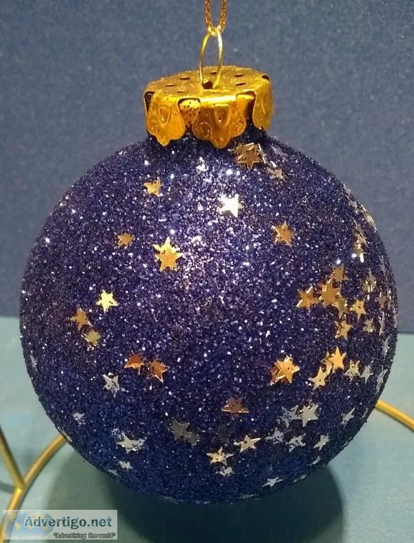 Three Blue with Silver Stars Christmas Balls