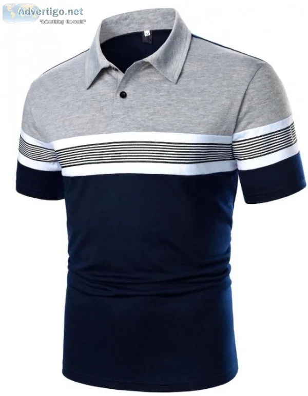 Men Striped Half Button Multi Colourful Polo Shirt for Cheap Pri