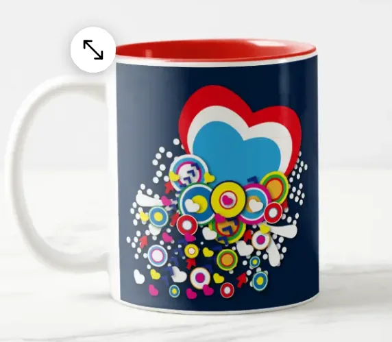 Blue and Red Hearts Blast Mug