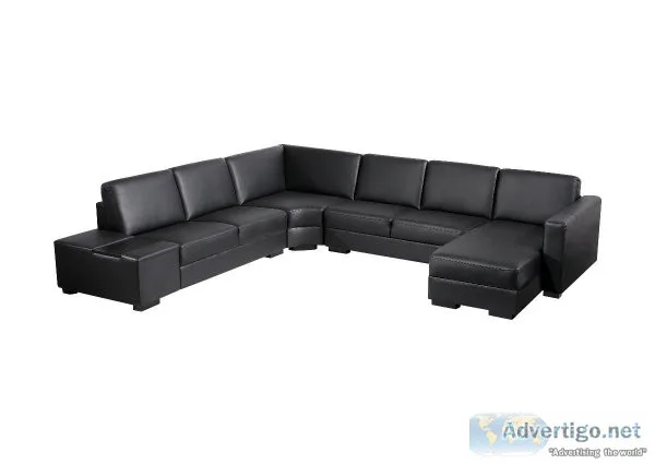 Lounge Set Luxurious 6 Seater Bonded Leather Corner Sofa Living 